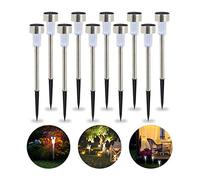 Relaxdays Lot de lampes solaires LED, sur piquet, Décoration de jardin, Eclairage, Lot de 10, Lumière blanche, argenté