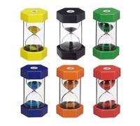 Relaxdays Lot de sabliers XXL, horloges de brossage de dents pour enfants, solide, 1, 3, 5, 10, 15 & 30 min, coloré