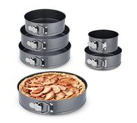 Relaxdays Lot moules à charnière, 6 Plats, diamètre: 14, 18, 20, 24, 26, 28 cm, Inoxydable, antiadhésif, Anthracite