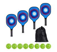 Relaxdays Lot pickleball 4 raquettes & 8 balles
