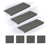 Relaxdays Marchette d'escalier rectangulaire, Auto-adhésive, lot Pratique de 15, L x P : 65 x 24 cm, Grise