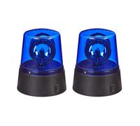Relaxdays Lumière LED, lot de 2, pour fêtes et enfants, gyrophare, réflecteur rotatif, à piles, jeu de lumière, bleu
