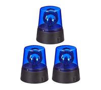 Relaxdays Lumière LED, lot de 3, réflecteur rotatif, pour fêtes, enfants, anniversaire, jeu de lumière, à piles, bleu
