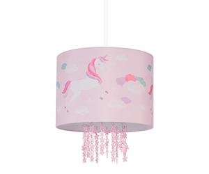 Relaxdays Luminaire, Abat-Jour orné de Licornes, Douille E27, HD env. 158 x 35 cm, pour Chambre d'enfant, Rose