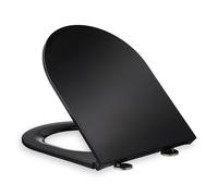 Relaxdays Lunette de WC, Frein de Chute & Quick Release, 36 x 45 cm, thermodurcissable, Montage par Le Haut, en D, Noir