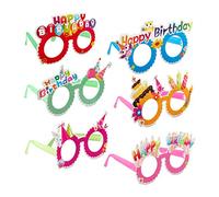 Relaxdays Lunettes de fêtes Happy Birthday, Lot de 6, Montures amusantes pour anniversaire, grands et petits, colorées, Adulte unisexe, Caricature, 10024250, multicolore, 1