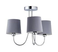 Relaxdays Lustre vintage, luminaire à 3 branches, HLP 35 x 40,5 x 35,5 cm, lampe rétro salon et chambre, gris