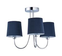 Relaxdays Lustre vintage, luminaire à 3 branches, HLP 35 x 40,5 x 35,5 cm, lampe rétro salon et chambre, bleu foncé