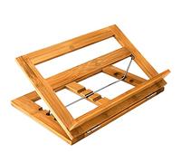 Relaxdays Lutrin de cuisine en Bambou HxlxP : 22 x 33 x 22,5 cm Support porte-livre de recettes inclinable 3 positions en bois notes partition, nature