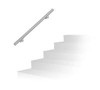 Relaxdays Main courante, inox 201, rampe d'escalier rond, intérieur & extérieur, 100 cm, Ø 38 mm, support mural, argenté