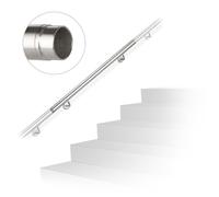 Relaxdays Main courante inox 304 extensible intérieur & extérieur 100 cm Ø 42 mm avec fixation rambarde argenté