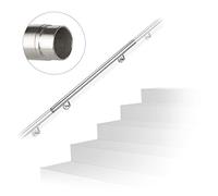 Relaxdays Main Courante, INOX 304, Extensible, intérieur & extérieur, 100 cm, Ø 42 mm, avec Fixation, rambarde, argenté