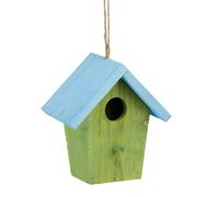 Relaxdays Maison à oiseaux nichoir perchoir en bois coloré à suspendre HxlxP: 16 x 15 x 8 cm, vert