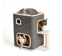 Relaxdays Maison chat 2 étages - balle & griffoir