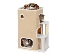 Relaxdays Maison chat 3 étages, balle & griffoir