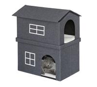 Relaxdays Maison pour Chat en Tissu, abri avec 2 Portes, HxLxP : 71,5x62,5x44 cm, Niche Chatons et Chats, Gris foncé
