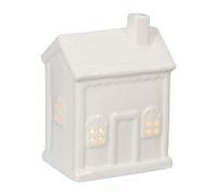 Relaxdays Photophore en Forme de Maison, pour 1 Bougie Chauffe-Plat, H x L x P : 12,5 x 9 x 7 cm, Blanc