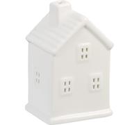 Relaxdays Photophore en Forme de Maison, pour 1 Bougie Chauffe-Plat, H x L x P : 11 x 7,5 x 6 cm, Blanc