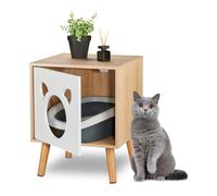 Relaxdays Maison de Toilette avec Porte, HxLxP: 50x40x40 cm, Cache-litière pour Chat, Meuble d’intérieur, Nature - Blanc