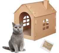 relaxdays Maison en carton pour chats avec griffoir
