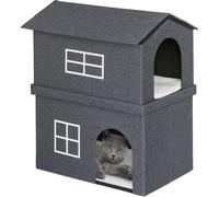 Relaxdays Maison pour Chat en Tissu, abri avec 2 Portes, HxLxP : 71,5x62,5x44 cm, Niche Chatons et Chats, Gris foncé