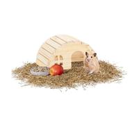 Relaxdays Maison pour hamster (nain) et souris, en bois, accessoire de cage, H x L x P : env. 10 x 18,5 x 13 cm, nature