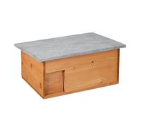Relaxdays Maison pour hérisson, kit de Construction, Construction de hérisson avec Sol, clapet à Rat et entrée Labyrinthe, Bois, h x l x p : 21 x 46 x 34 cm, Orange