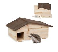 Relaxdays Abri pour hérisson avec Fond, 2 Parties, Quartier d'hiver, H x L x P : 24 x 46 x 33,5 cm, Nature