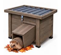 relaxdays Maison pour hérissons, Tunnel réglable, Socle, kit, Marron | pour le jardin