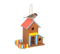 Relaxdays Maison pour Oiseaux en Bois à Suspendre, 30,5x32,5x19 cm, Jardin & Balcon, mangeoire Multicolore