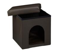 Relaxdays Maison pratique pour petits chiens et chats, pliable, stable, H x L x P : 38 x 38 x 38 cm, marron