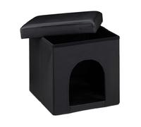 Relaxdays Maison pratique pour petits chiens et chats, pliable, stable, H x L x P : 38 x 38 x 38 cm, noire