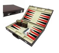 Relaxdays Mallette de Backgammon en Cuir avec Accessoires, 36x23,5x5,5 cm, Marron