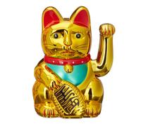 Relaxdays Maneki-Neko chat chinois porte-bonheur Asie Chine Japon Thailande Doré 8 x 10 x 16 cm