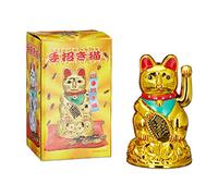 Relaxdays Maneki-Neko chat chinois porte-bonheur Asie Chine Japon Thailande Doré 6,5 x 6,5 x 11 cm