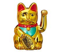 Relaxdays Maneki-Neko chat chinois porte-bonheur Asie Chine Japon Thailande Doré 8 x 10 x 16 cm