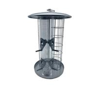 Relaxdays Mangeoire pour Oiseaux, Distributeur 3 en 1 pour graines, Boules de Graisse et cacahuètes, Fer, Argent