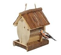 Relaxdays Mangeoire à Oiseaux, abri en Bois, cabane à Suspendre, nichoir, Jardin, HxLxP 19,5 x 15 x 12,5 cm, Nature