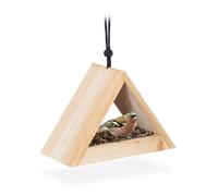 Relaxdays Mangeoire à oiseaux – Nichoir à suspendre en bois de sapin triangulaire 16×23,5×12 cm