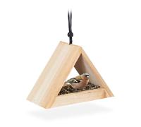 Relaxdays Mangeoire à oiseaux – Nichoir à suspendre en bois de sapin triangulaire 16×23,5×12 cm