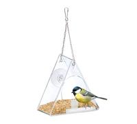 Relaxdays Mangeoire À Oiseaux Transparent Acrylique Distributeur De Nourriture À Suspendre Multicolore