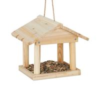 Relaxdays Suspendre, maisonnette pour Jardin et Balcon en Bois Non traité, Petite mangeoire de pin Naturel, 22 x 26 x 22 cm