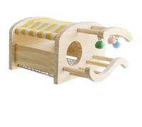 Relaxdays Mangeoire à suspendre pour oiseaux, perroquet, plateforme en bois, balançoire avec cloche