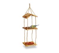 Relaxdays Mangeoire d’extérieur pour Oiseaux Sauvages, à Suspendre, 2 récipients, HLP : 73 x 20 x 20 cm, Nature