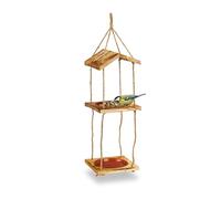 Relaxdays Mangeoire d’extérieur pour Oiseaux Sauvages, à Suspendre, Nature | 2 récipients, HLP : 73 x 20 x 20 cm