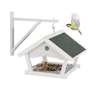 Relaxdays Mangeoire d'extérieur pour Oiseaux, à Suspendre, nichoir en Bois, H x L x P : 35 x 42,5 x 40,5 cm, Blanche