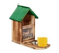 Relaxdays Mangeoire en Bois pour écureuils, vis Qui Permet de Tenir l’épi de maïs, Seau à Eau, Nature et Vert