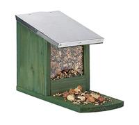Relaxdays, Mangeoire en bois, toit en métal étanche, à poser, Hutte pour écureuil, vert foncé