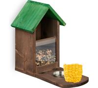 relaxdays Mangeoire pour écureuil en bois brun