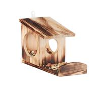 Relaxdays 10026317_972 Mangeoire pour écureuils, Distributeur de Nourriture, à accrocher, Bois, HLP: 17,5 x 14 x 25cm, flammé, Marron, 5 x 12 x 25 cm